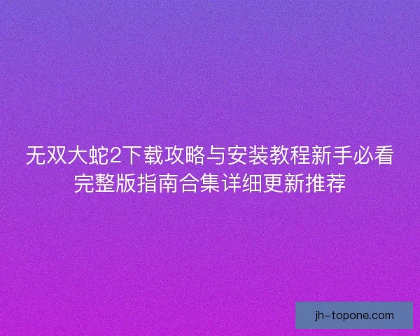 无双大蛇2下载攻略与安装教程新手必看完整版指南合集详细更新推荐